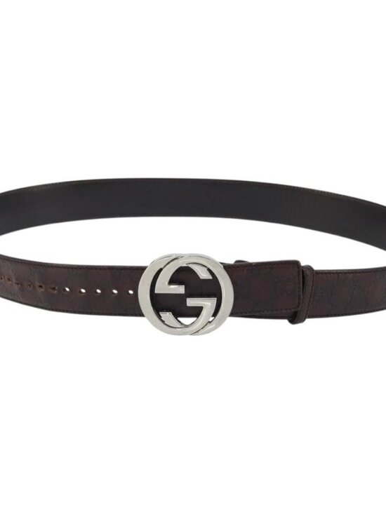 GUCCI GG Canvas Guccissima Belt Leather 45.3\